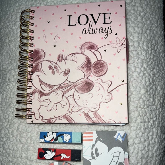 Disney MickeyMinnieMouse Grid Spiral Notebook Hardcover NEW+Disney Post It Notes - Picture 1 of 16
